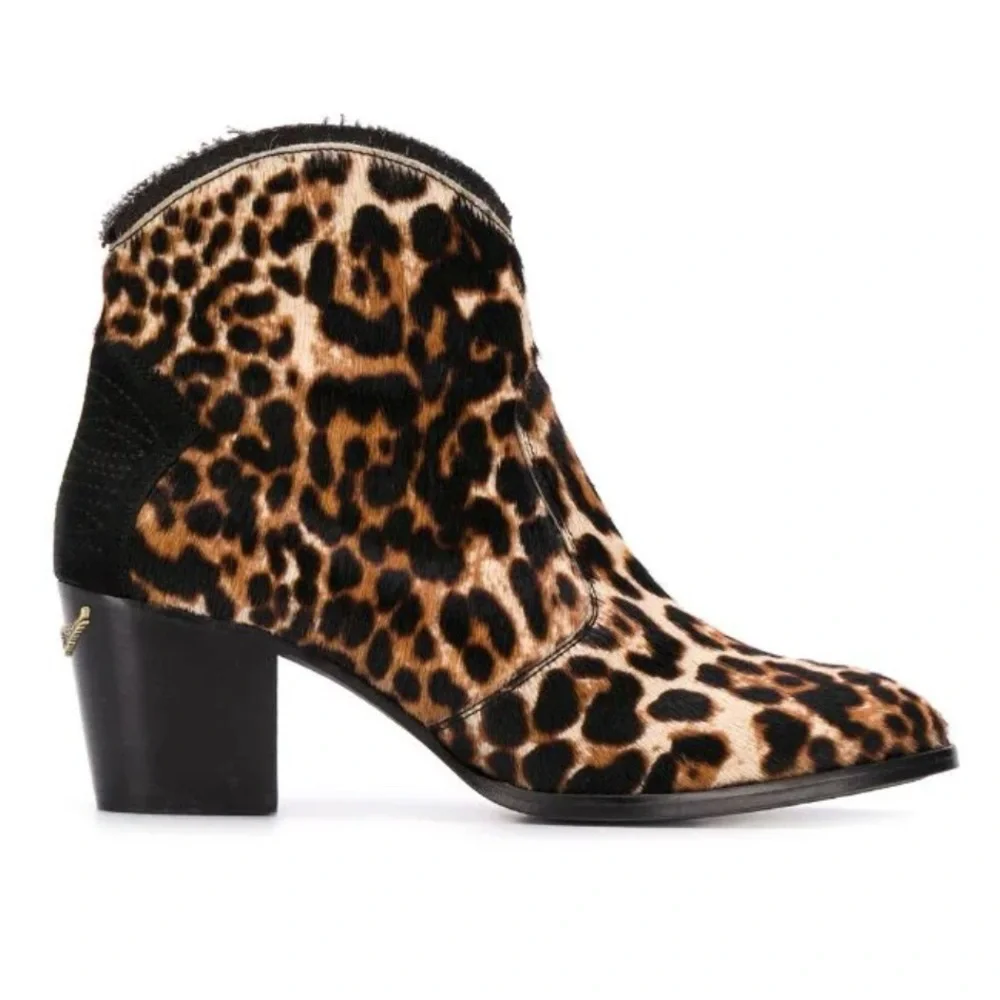 Zadig&Voltaire Molly leopard-print ankle boots Size 37 - Picture 2 of 14